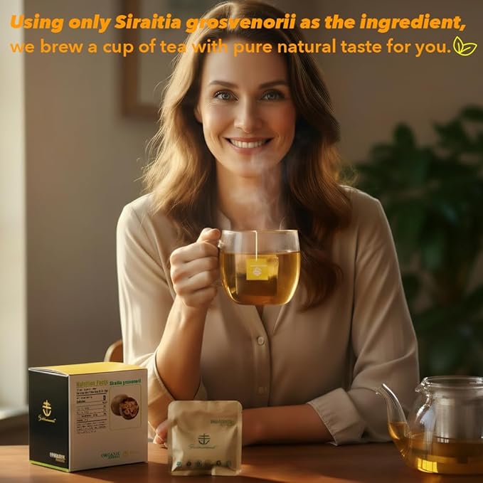 Soilmount - Monk Fruit Tea - |Siraitia Grosvenorii Tea|luo han guo|罗汉果| - Pure Herbal Tea - Natural, Organic, Non-GMO, Clean Ingredients, Caffeine Free (18 Tea Bags, Box 1)