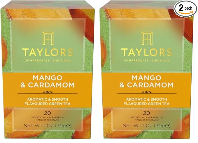 Taylors of Harrogate Mango & Cardamom Green Tea, 20 Count (Pack of 2)