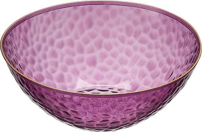 PLASTICPRO 30 Pack 12 Ounce Hammered Plastic Bowls Translucent Clear with Gold Rim Heavyweight Disposable Plastic Soup Bowls Elegant Translucent Hammered Gold Rim Platsic Party Dishes