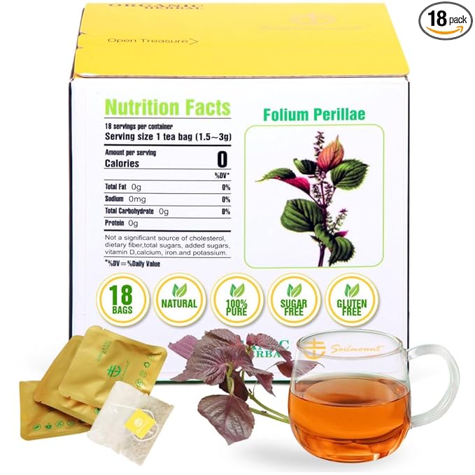 Soilmount - Perillae Folium tea - |Perilla Frutescens|Zisuye|紫苏叶|자소엽| - Pure Herbal Tea - Natural, Organic, Non-GMO, Clean Ingredients, Caffeine Free (18 Tea Bags, Box 1)