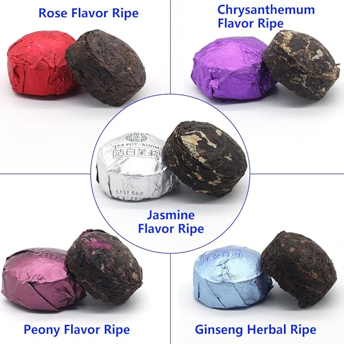 LWXLJMJZC－Ripe Puerh Tea Mini Cake 30pcs(10 Tastes*3pcs) |Yunnan Pu-erh Tea |Rice Balls (Cook&uncook) Pu'erh Tea | Mini Tuo Cha Black Tea