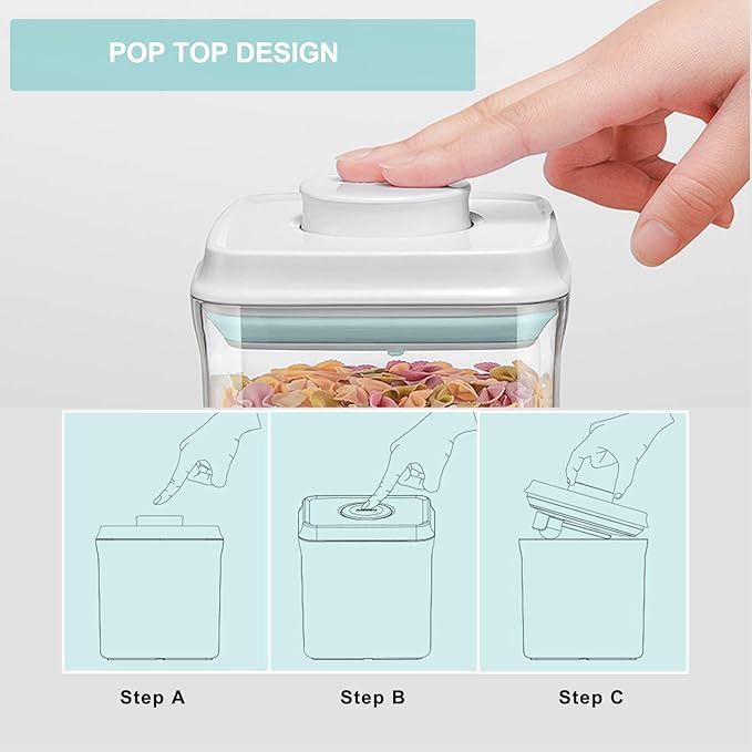 Airtight Food Storage Container Pop Containers With Lids, Bpa Free for Spaghetti Cereal Flour Rice Kitchen Organizer (rectangle 1250ml / 1.25qt)