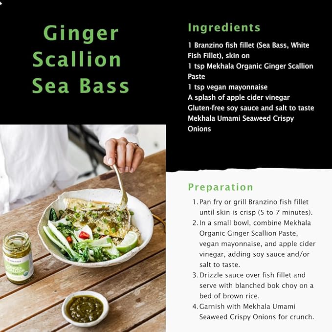 Mekhala Organic Gluten-Free Ginger Scallion Paste for Cooking| Asian Vegan Plant Based Sauce for Marinade, Stir Fry, Vegetables- 3.53oz (Pack of 1)