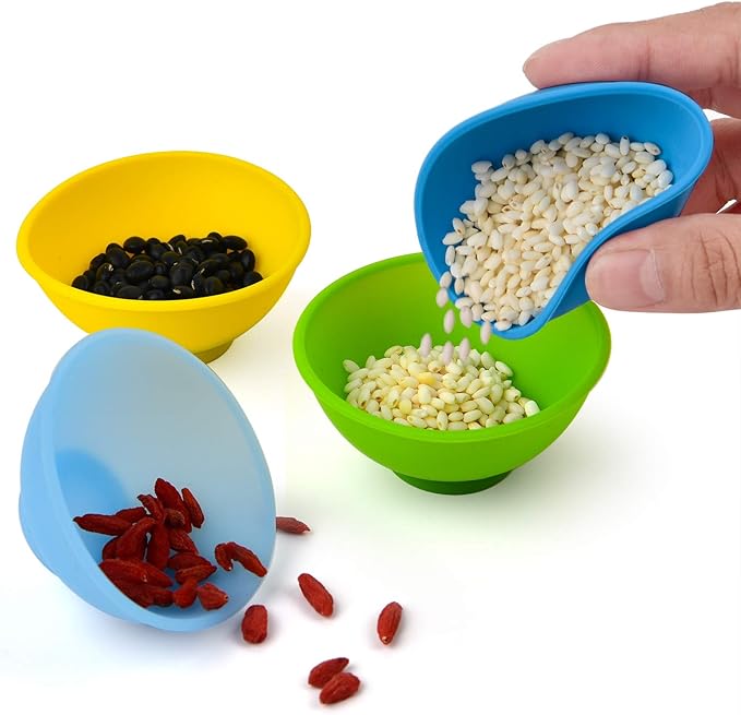 Coopay 8 Pieces Mini Silicone Pinch Bowls Colorful Heat Resistant Snack Prep and Serve Bowls, Unbreakable, Flexible, 1.75 Oz (Solid Colors)