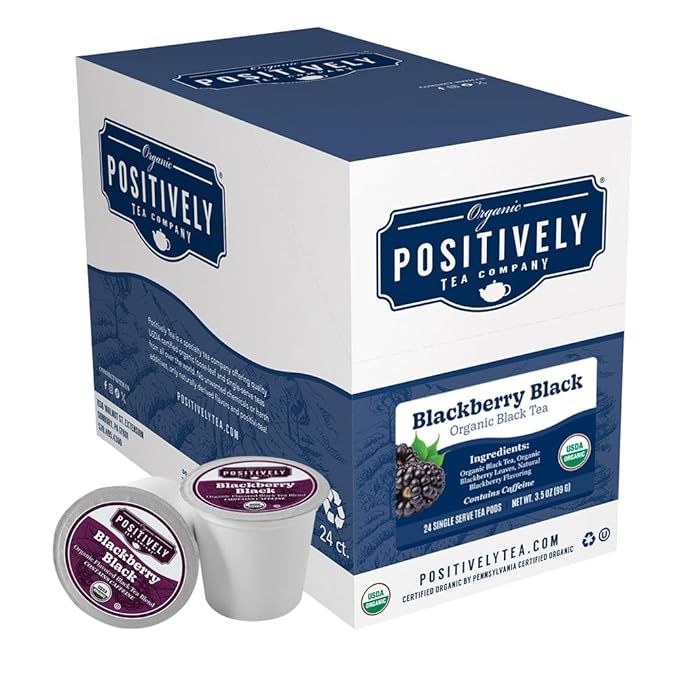 Organic Positively Tea Company, Blackberry Black Tea, K-Cup Compatible, 24 Pods