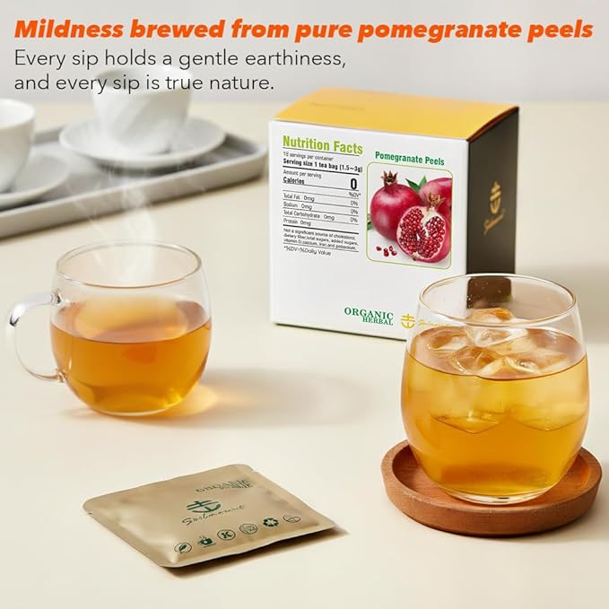 Soilmount - Pomegranate Peel Tea - Pure Herbal Tea - Natural, Organic, Non-GMO, Clean Ingredients, Caffeine Free (18 Tea Bags, Box 1)