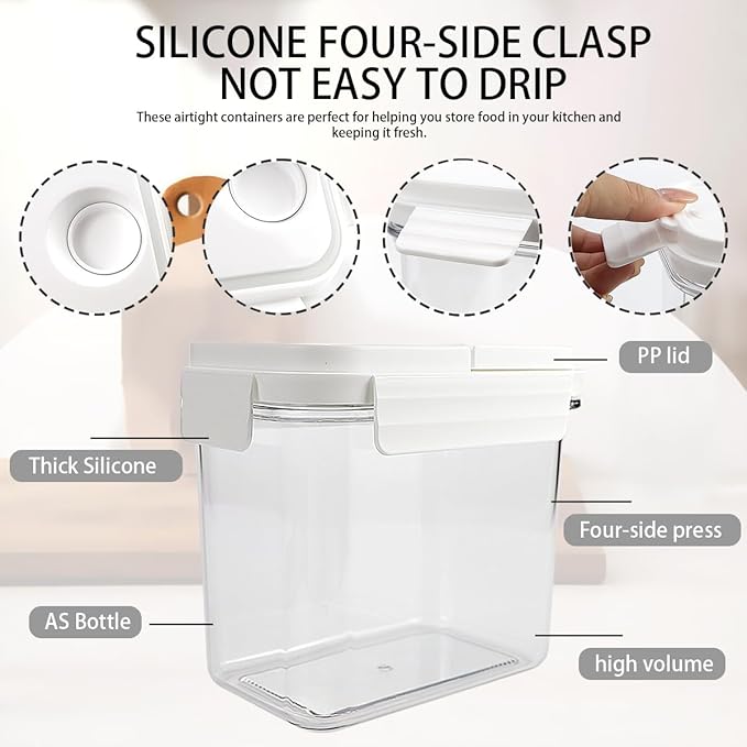 3Pcs Cereal Storage Container，White Food Storage Container with Flip-Top Lids Plastic Cereal Organizer Dispenser 1.1L/38oz for Grain, Rice and Snacks Kitchen Organizers and Storage