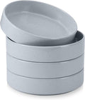 E-far Pasta Bowls Set of 4, 35oz Ceramic Large Salad Bowl Plates for Serving Soup Dinner, Shallow Stoneware Pasta Plate, Microwave & Dishwasher Safe, Speckled Gray