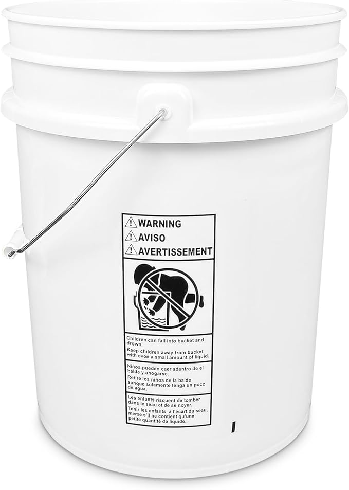 ePackageSupply 5 Gallon Bucket - Food Grade Bucket with Airtight Gamma Seal Screw-On Lid, BPA-Free, Heavy-Duty 90 Mil HDPE Plastic, Bulk Storage, Durable Container, Made in USA, White/White, 60 Packs
