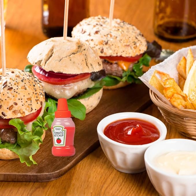 4 Pieces Mini Ketchup Bottle for Bento Box Accessories, 1 oz Condiment Squeeze Bottles Empty Plastic Salad Dressing Container Tomato Ketchup Condiments Squirt Squeezable Jar for Sauces Syrup