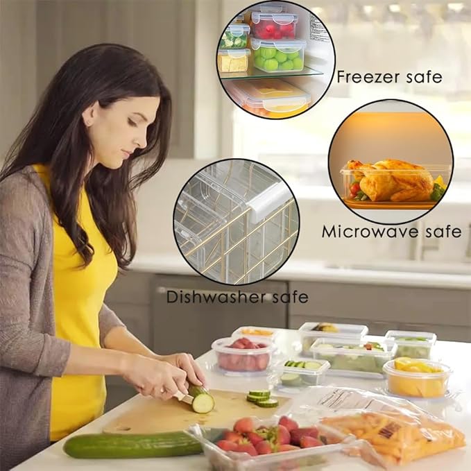 48 Pack Meal Prep Containers Set With Airtight Lids,BPA Free Food Storage Containers For Leftovers Leakproof Stackable Freezer/Microwave/Dishwasher Safe (24, Rectangular+Square)
