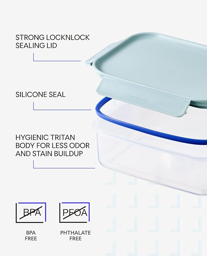 LocknLock Classic-Plus Plastic Food Storage Container | Airtight Plastic Food Storage Containers with Lids | BPA Free Stackable Food Storage for Meal Prep, Leakproof, Freezer & Dishwasher Safe, 910ml