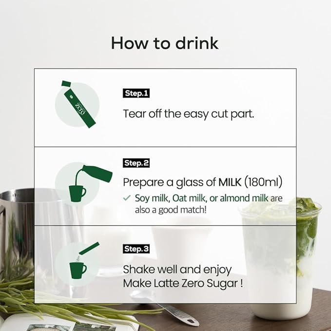 Kim’s Table Matcha Powder for Latte Zero Sugar Easy 10 Sticks Ceremonial Grade Jeju Korean Matcha for Latte Green Tea Powder, Premium Barista Crafted Mix, soft & savory taste, 10 Servings (4.23 Ounces) 제주 말차 라떼
