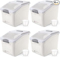 Blushtier 4 Pack Large Rice Storage Containers 30 Lbs Airtight Flour Container with Seal Locking Lid and Measuring Cup Kitchen Dry Food Storage Bins for Cereal Sugar Beans (Creamy White)