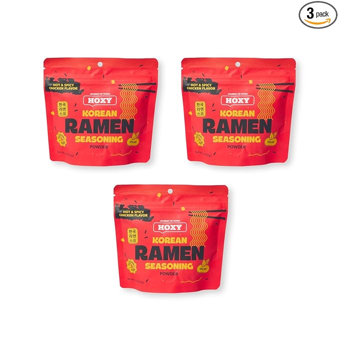 HOXY Journey of Korea "Korean Ramen Seasoning" | Gluten Free, Vegan | Finest Ramen Seasoning Powder | 5.3oz (HOT & SPICY CHICKEN, Pack of 3)