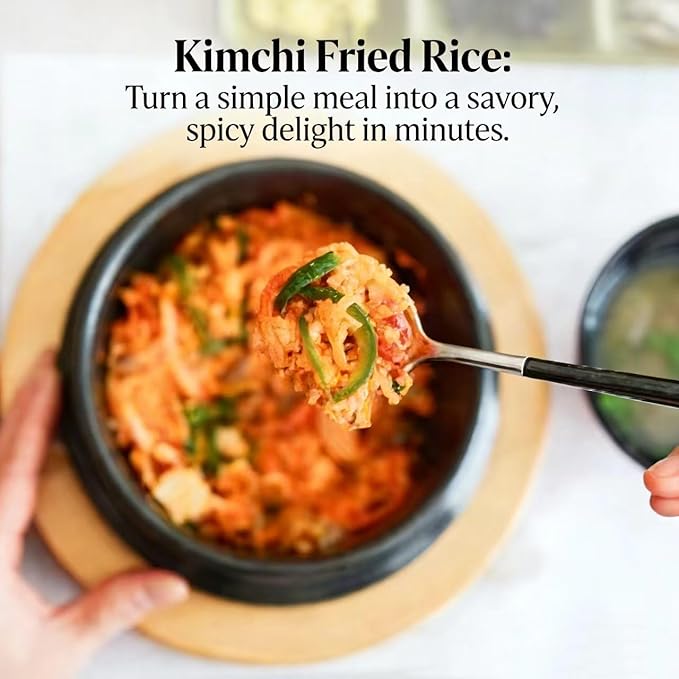 Premium Spicy Kimchi – Traditional Korean Fermented Napa Cabbage, Gluten Free/KETO/Vegan, 0g Fat & 0g Sugar, Long Shelf Life, Perfect for Ramen & Stir-Fries, 14.7 oz (418g) per Bag