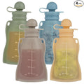 Eascrozn Reusable Baby Food Pouches, 4 Pack with Straw Squeezable Pouches for Toddlers, BPA-Free, Refillable Silicone Baby Food Storage Containers, 5 oz