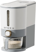 UFORU Rice Dispenser, Rice Storage Container with Measuring Cup for Kitchen Pantry Household, Dry Food Storage Containers Airtight, Sealed Moisture Proof (Grey 11 Lbs)