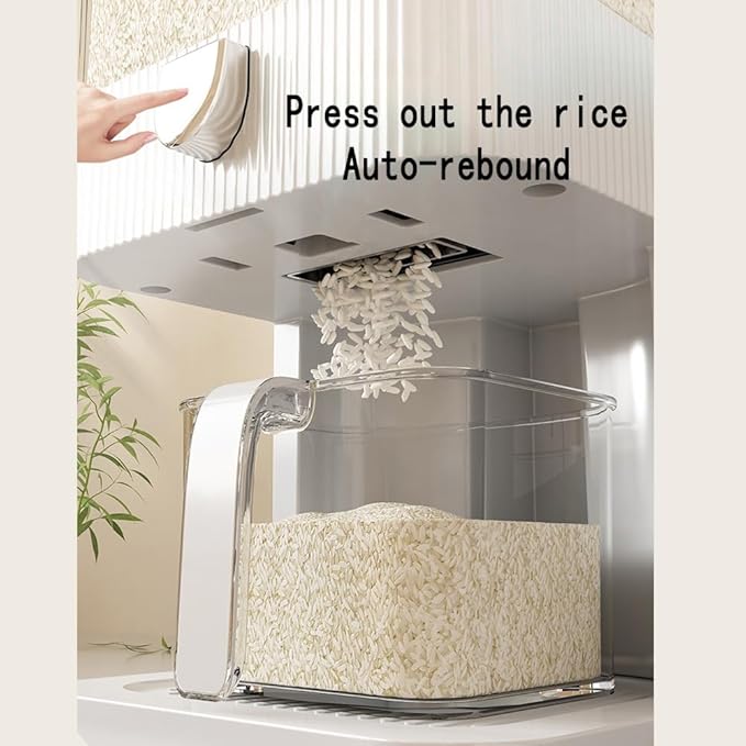 Rice Dispenser,25 Lbs Rice Storage with Measuring Cup and Dial,One-Touch Cereal Dispenser,Sealed Moisture Proof for Rice, Corn,Soybean, Oatmeal (22-27 Lbs(10-12.5kg))
