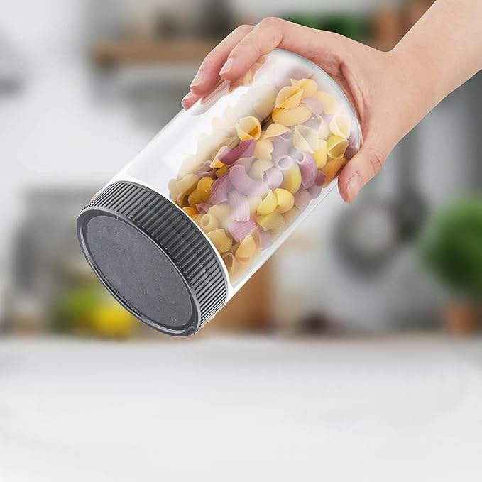 4 Pack Plastic Jars with Lids, 10 oz Clear Storage Container, Leakproof Plastic Mason Jars for Storing Dry Food, Coffee, Nuts and More