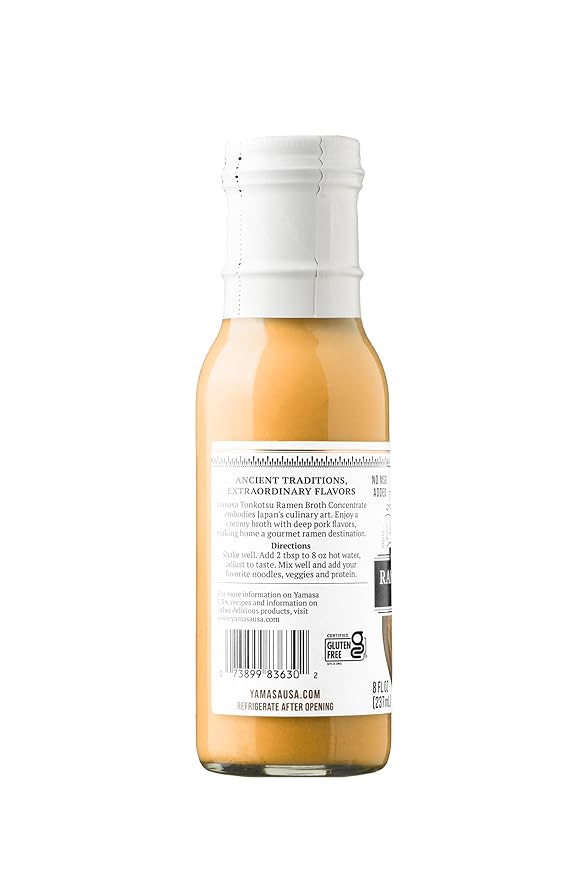 Yamasa, Artisanal Tonkotsu Ramen Broth Concentrate, Serves 8 Bowls, No MSG Added, Japanese Tradition, 8oz