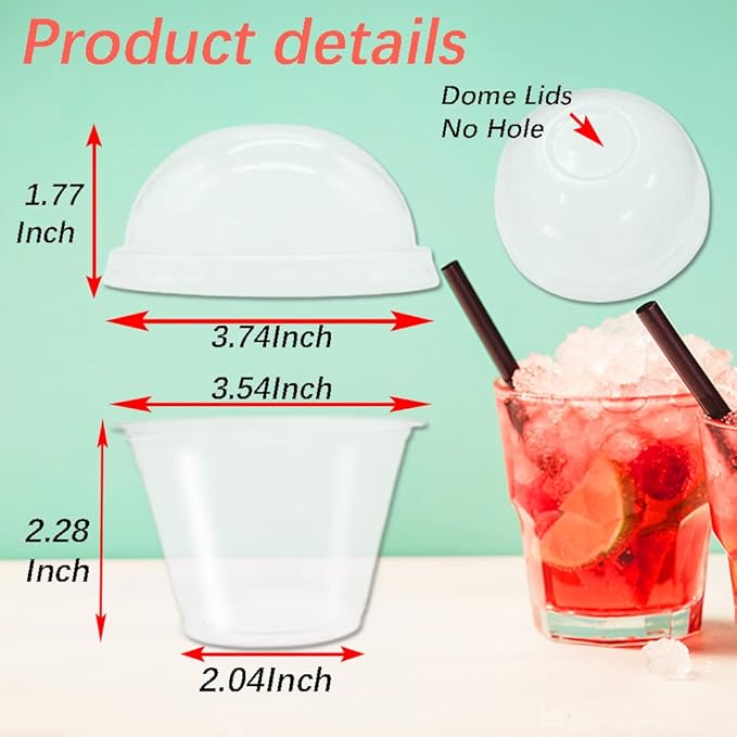 Szsrcywd 50 Pcs 6 oz Clear Plastic Cups with Dome Lids,Transparent Parfait Cup,Disposable Dessert Cups for Fruit,Ice Cream,Cupcake,Iced Cold Drinks