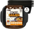 Seoul Ramen Hybrid Cooker | Microwave Ramen in 6 Minutes | Perfect for Korea Ramen, Small Kitchen, or Office | Dishwasher-Safe, Microwaveable, BPA-Free (6 Pack) (Black)