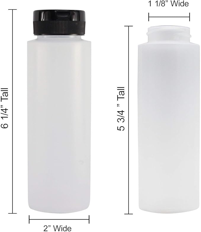 Pinnacle Mercantile Easy Squeeze Plastic Condiment Bottles with Red Flip Top Cap 8 oz Empty Pack 420