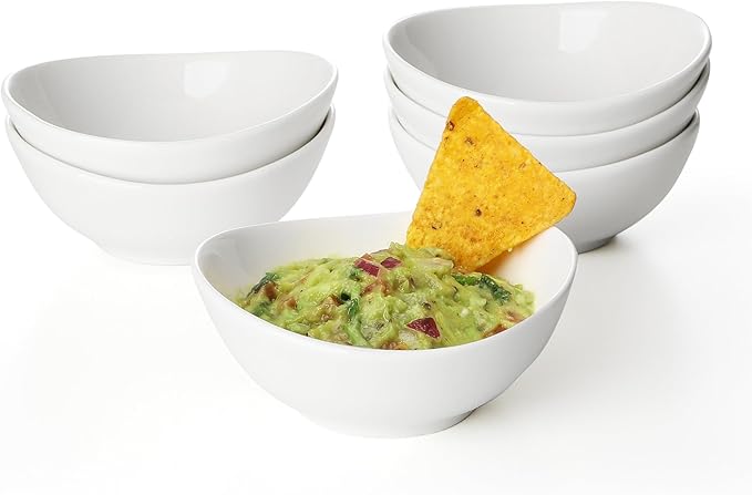 Sweese 4 oz Very Small White Porcelain Bowls - Set of 6 Dipping, Sauce, Salsa & Snack Bowls, Mini Ceramic Bowls for Condiments & Charcuterie