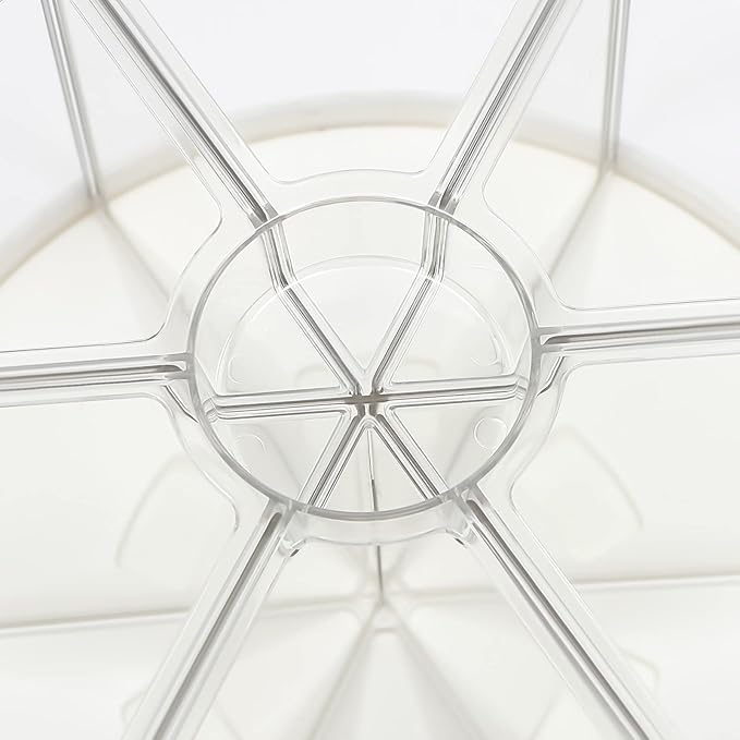 Modern 6-Compartment Round Grain Storage Container Dispenser, 360 Rotating, 9.92 lbs Capacity, White