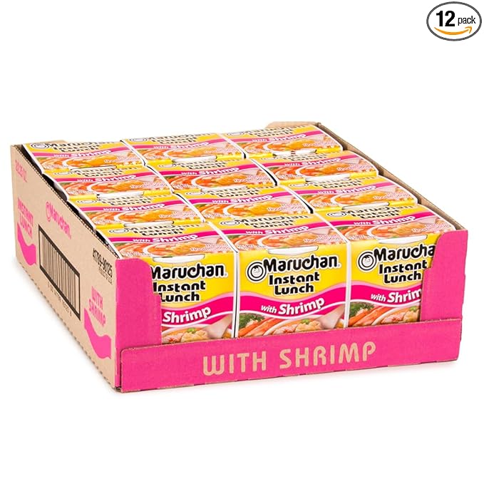 Maruchan Instant Lunch Ramen Noodles, Shrimp Flavor – Japanese-Style Instant Noodle Soup, Easy Meal Ready in 3 Minutes – 2.25 Oz. (12 Pack)
