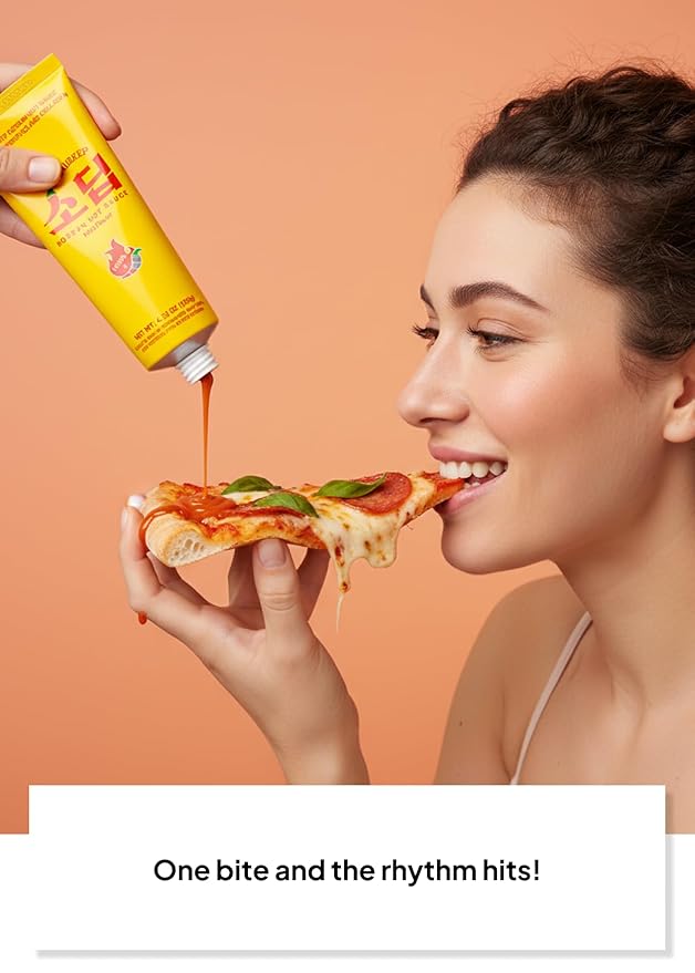 Korean Food Saudeep Mildly spicy Hot Sauce, Korean-Style Dipping Sauce, Level 2 Mild Spice, Versatile Sauce for Pizza, Rice, Noodles & Snacks, 4.23 oz