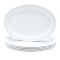 Amazon Basics Melamine Oval Platter Serving Tray, Dishwasher Safe, Narrow Rim, 13 in x 9.75 in, White, 6-Piece Set