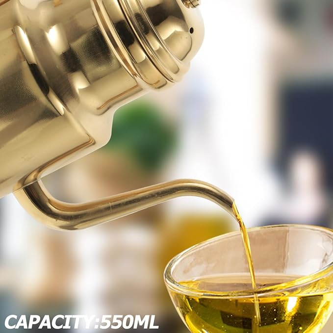 Cabilock 14oz Olive Oil Dispenser Bottle for KitchenGold Olive Dispenser Gold Stainless Oil Dispenser Bottle Vinegar Dispenser Can with Non-for Kitchen Gadgets, Air Fryer, Salad