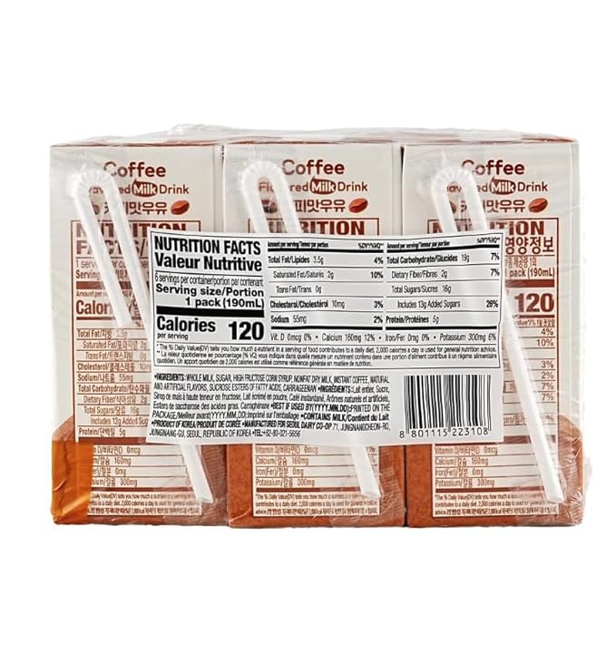 Korean Soul Milk Fruit, Coffee, and Chocolate Flavored Milk Variety Pack, 6.24 fl oz Pack, Korean Dairy Drink, 2 Percent Milkfat, Ready to Drink (1Set, Coffee 6)