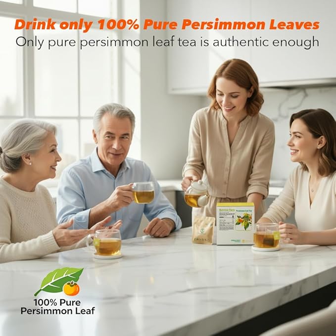 Soilmount - Persimmon Leaf Tea - Pure Herbal Tea - Natural, Organic, Non-GMO, Clean Ingredients, Caffeine Free (18 Tea Bags, Box 1)