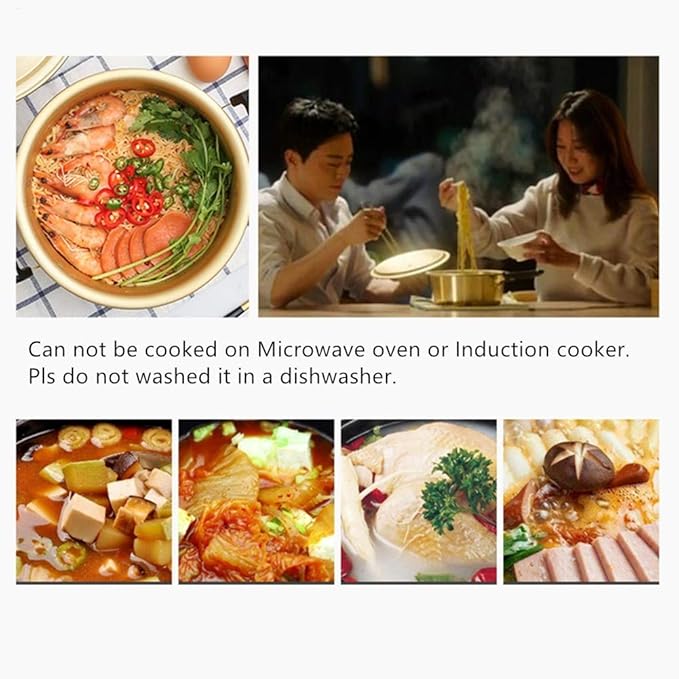 Yellow Aluminum Pot South Korea Stretched Noodles pot Instant Noodles Super popular cooker-20cm/7.9inch