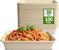 100 Pack 30 oz Large Paper Bowls for Salad, Pasta, Nacho, Burrito, Microwavable Wide Deep Disposable Bowls for Potato, Taco Bar Party Catering Use