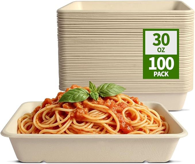 100 Pack 30 oz Large Paper Bowls for Salad, Pasta, Nacho, Burrito, Microwavable Wide Deep Disposable Bowls for Potato, Taco Bar Party Catering Use