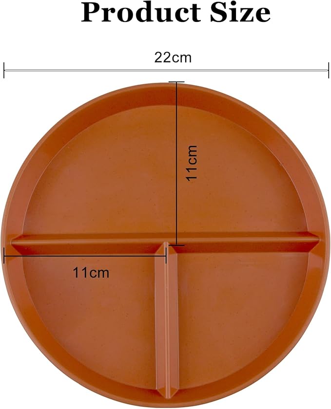 9 Inch Divided Plates for Adults, 2 Pcs Portion Control Plate, Reusable Dinner Plates Dishwasher and Microwave Safe (Color Orange)