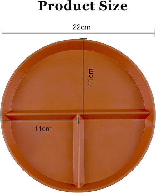 9 Inch Divided Plates for Adults, 2 Pcs Portion Control Plate, Reusable Dinner Plates Dishwasher and Microwave Safe (Color Orange)
