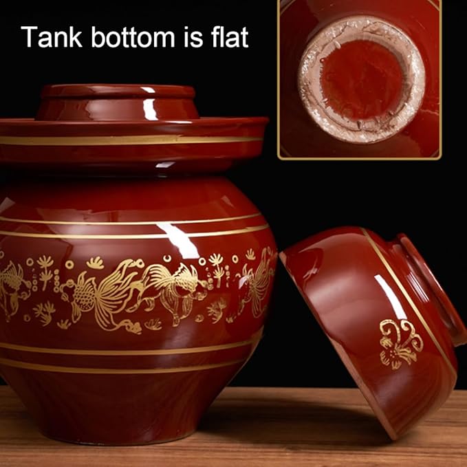 MRYBD Pickle Jar Large Traditional Sichuan Chinese Ceramic Fermenting Jar with Water Seal Airlock Lid, Ceramic Fermentation Crock for Pickling, Kimchi, Sauerkraut 6KG