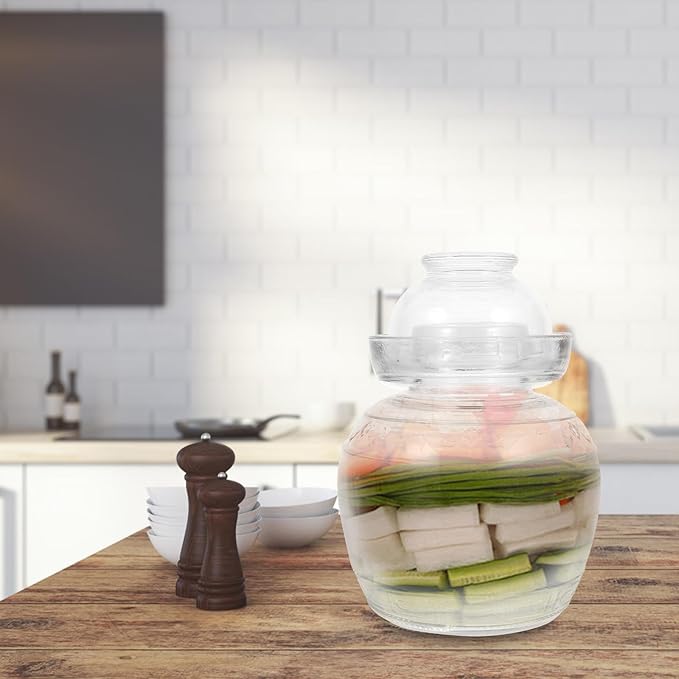 TOYANDONA Glass Kimchi Pickling Jar Thickened 3lb Fermenting Canister with Lid Airtight Food Storage Container for Kitchen Pickles and Sauerkraut