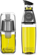 DWËLLZA KITCHEN Olive Oil Dispenser Bottle For Kitchen Set 6 oz Sprayer For Cooking and Glass 17 Oz. Cooking Pour Dispenser With Measurements for Cooking, Airfryer, Salad & BBQ