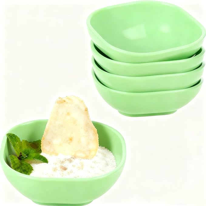 Dipping Bowls, Wheat Straw Bowls Set of 5-4.5 OZ Unbreakable Dipping Cups for Side Dish, Ketchup, Soy, BBQ, Dessert, Sushi, Party, Condiments Serving (5 Green)