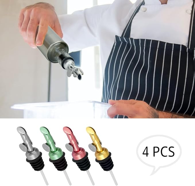 Olive Oil Dispenser, Stainless Steel Automatic Opening/Closing Spout, Leak-Proof for Oil, Vinegar, Wine & More, Multicolor