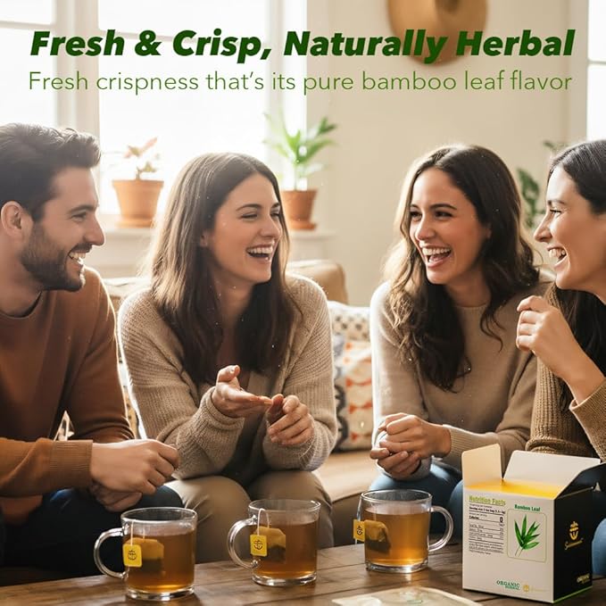 Soilmount - Bamboo Leaf Tea - |DanZhuYe|淡竹叶|댓잎| - Pure Herbal Tea - Natural, Organic, Non-GMO, Clean Ingredients, Caffeine Free (18 Tea Bags, Box 1)