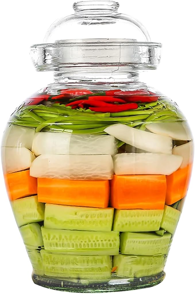 Vencer Traditional Glass Fermenting Jar 5 Liter With Lid, Glass Fermentation Tank for Pickling Kimchi Sauerkraut,VHF-002