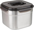 STENCOC Stainless Steel BPA Free Square Leakproof Airtight Kimchi/Pickle/Food Storage Container Saver (5.8L / 196oz / 9.1") One Handle
