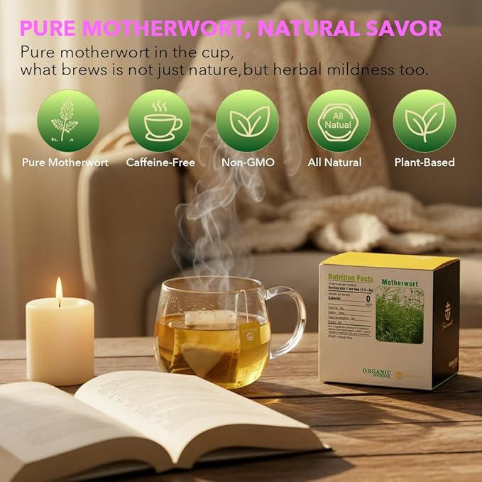Soilmount - Motherwort Tea - |Leonurus Japonicus|Leonurus cardiaca|Yimucao|益母草|익모초| - Pure Herbal Tea - Natural, Organic, Non-GMO, Clean Ingredients, Caffeine Free (18 Tea Bags, Box 1)